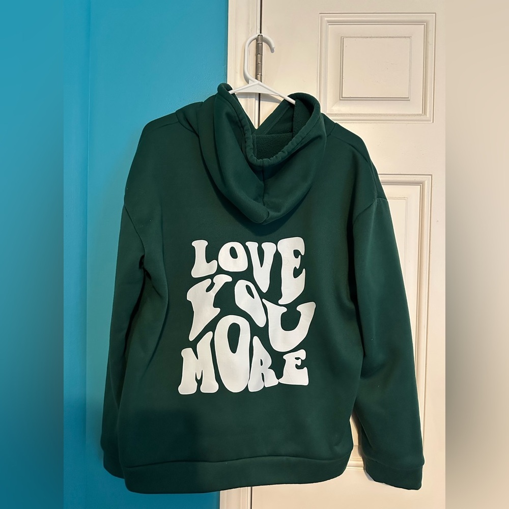 Green Hoodie with White Graphic